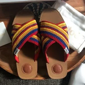 Chloe | Shoes | Chlo Woody Striped Crochet Slides Red Multi